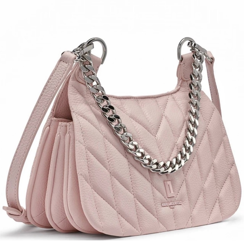 Karl Lagerfeld Paris Lafayette Quilted Crossbody Shoulder Bag – Blush Pink